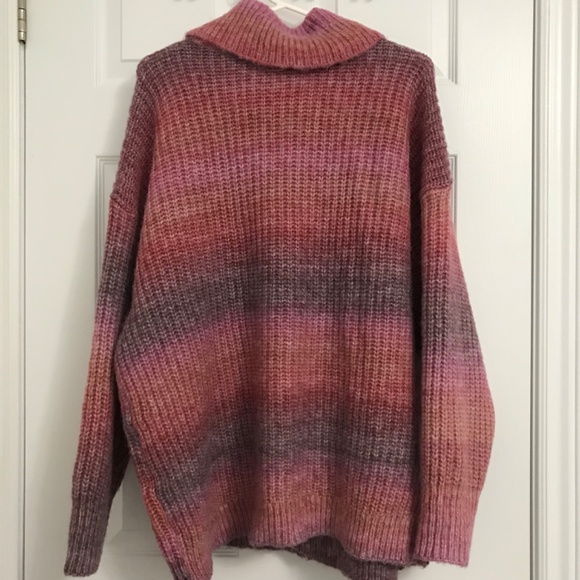 NWOT DESIGN LAB Ombre Cowl Neck Sweater Top Long Sleeve Mauve Brown Pink - Picture 4 of 6